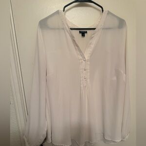 Torrid Cream Long Sleeve Mandarin Collar Blouse